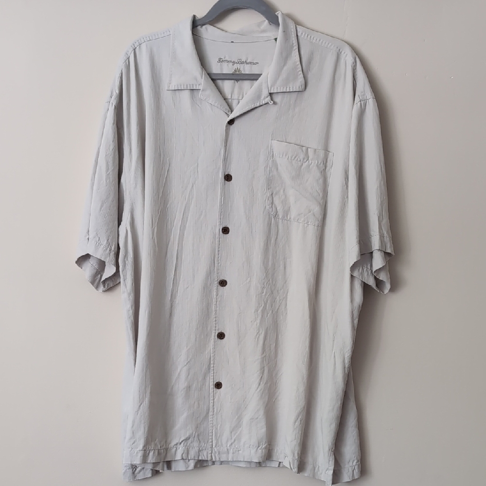 Tommy Bahama Men's 100% Silk Off White/Cream Button Up Shirt XL
